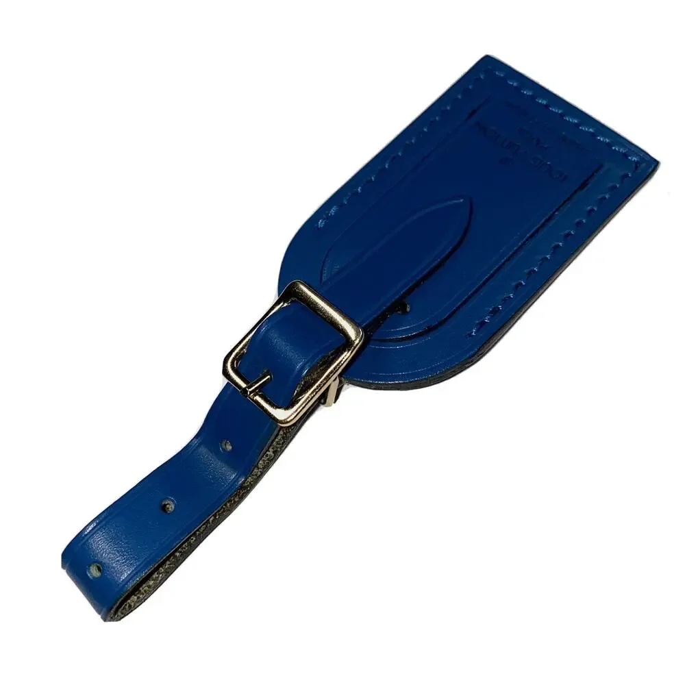 Louis Vuitton Blue Luggage Name Tag Small Gold-tone Buckle Rivet France